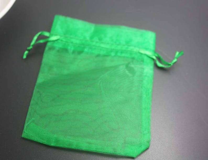 Puede incluir: Una bolsa de regalo de organza verde claro y transparente con cierre de cord&oacute;n. La bolsa est&aacute; hecha de una tela ligera y transl&uacute;cida, ideal para peque&ntilde;os regalos o favores.