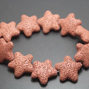 Red Lava beads,Red Star Shape Lava Volcanic Rock Beads,15 inch for 1 strand