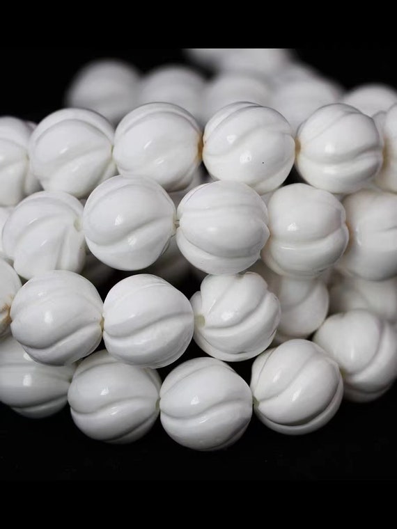 Natural White Faceted Shell Pearl Beads - 6mm, 8mm, 10mm, 12mm Round Gemstones 5 thumbnail image