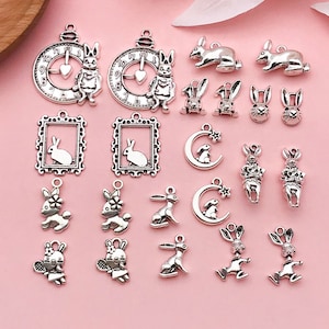 10pcs Rabbit alloy charms pendants,rabbits findings,rabbits charms beads accessories,Jewelry accessories DIY handmade charms accessories