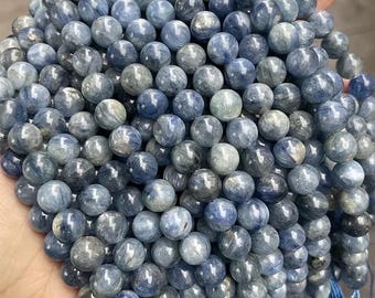 Perles de cyanite bleues naturelles, 6 mm/8 mm/10 mm de billes de cyanite, 15 pouces un brin