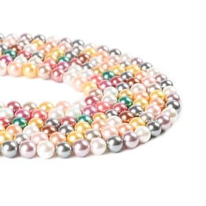 6mm-12mm South Sea Shell Pearl Smooth and Round Beads, Shell Pearls Beads Supply,15 inches one strand