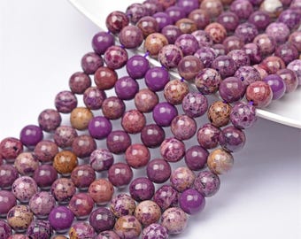 Natürliche echte lila Glimmer glatte runde Perlen, lila Lepidolith Perlen, DIY handgefertigte Accessoires lose Perlen