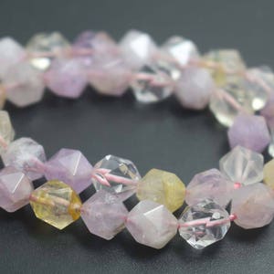 Purple Yellow Quartz Faceted Beads,Natural Faceted Purple Yellow Crystal Quartz Beads,15 inches one starand