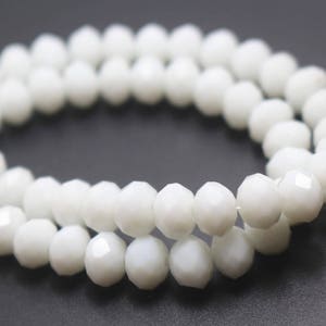 Faceted White Glass Rondelle Beads,White Glass Faceted Spacer Beads,15 inches one starand