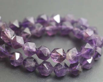 Amethyst Quartz Faceted Beads,Natural Faceted Amethyst Crystal Quartz Beads,15 inches one starand