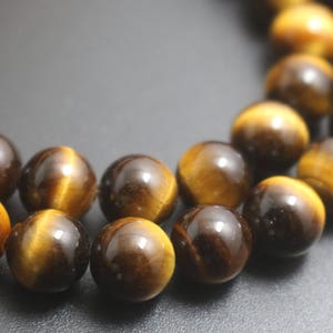 Natural AA Yellow Tiger&#39;s eye Beads,6mm/8mm/10mm/12mm Smooth and Round Stone Beads,15 inches one strand