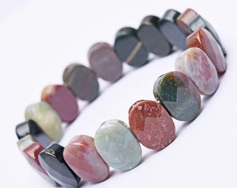 Natural Ocean Jasper Beads Elastic Bracelet,Ocean Jasper Beaded Bracelet,Jewelry Gift Bracelet,wholesale bracelet,bulk bracelet supply