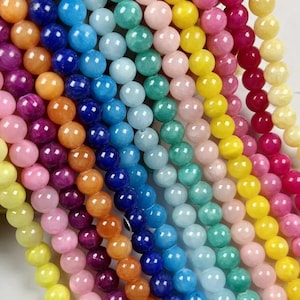 Contas redondas lisas de jade Mixcolor, 4 mm/6 mm/8 mm/10 mm/12 mm, contas de jade Coulds, contas de jade, 15 polegadas, um fio