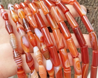 Natural Red Agate Point Tube Shape Spacer Beads, DIY Jewelry Making  Handmade Beaded accessories Supply,15 inches one strand