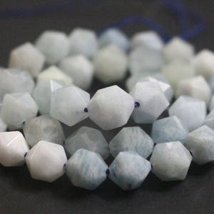 天然アクアマリンファセットスターカットナゲットビーズ、6 mm/8 mm/10 mm/12 mmファセットアクアマリンスターカットナゲットビーズ、15インチ1スター