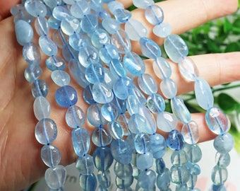 Natural ice transparent aquamarine scattered beads irregular gravel bracelet necklace semi-precious stone DIY jewelry