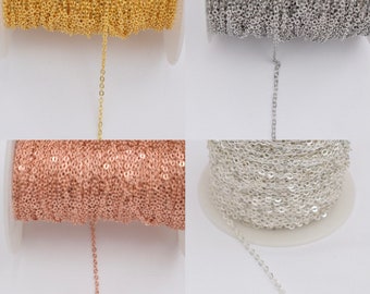 1 meter 14k gold-plated o-shaped chains,copper flash chain,DIY handmade semi-finished bracelet necklace tail chains,chain material