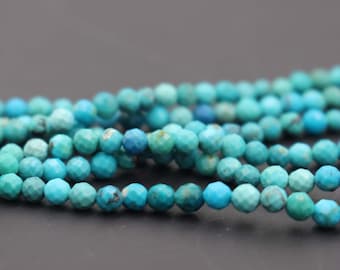 3mm Natural Turquoise  Faceted Small Size Beads,3mm Small Size Beads Wholesale Bulk supply,15 inches one starand