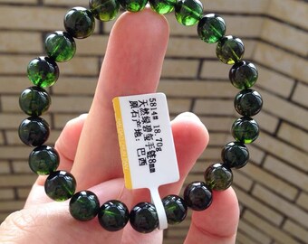 8mm Natural High Quality Green Tourmaline Beaded Bracelet,green