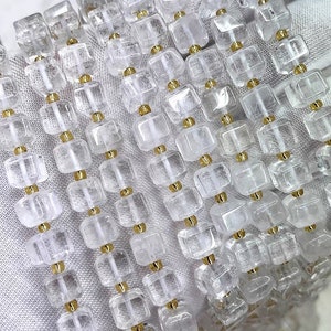 8mm Natural White Crystal Quartz Square Loose Beads,Square Quartz DIY handmade Jewelry Making Beaded accessories,15 inches one starand
