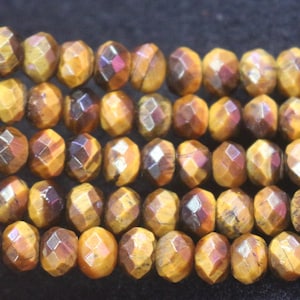 5x8mm Yellow Tigereye Faceted Rondelle Beads,Tigereye Wholesale Bulk Supply Beads,15 inches one starand