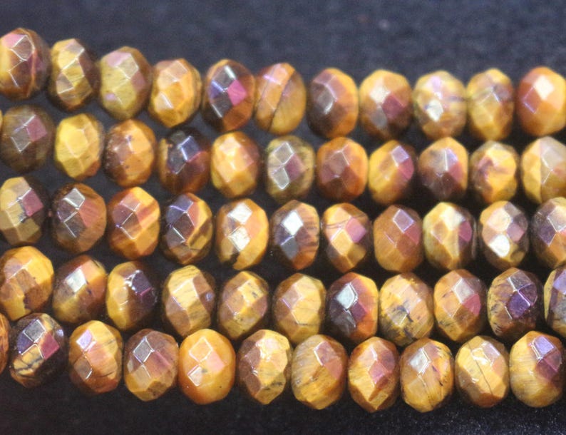 5x8mm Yellow Tigereye Faceted Rondelle Beads,Tigereye Wholesale Bulk Supply Beads,15 inches one starand