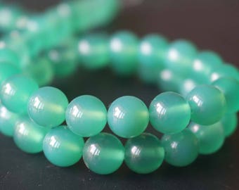 Green Agate Beads,6mm/8mm/10mm/12mm Smooth and Round Stone Beads,15 inches one starand