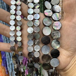 Natural Coin Shape Balck Shell Beads,Shell Beads Wholesale Supply,15 inch one strand