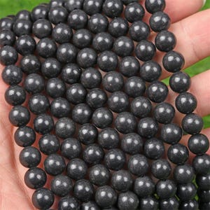 Natural Schungite Round Beads,Natural Gemstone round beads,Schungite DIY Loose beads,15 inches one strand