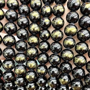 Black Gold Jade Smooth Round Beads,4mm/6mm/8mm/10mm/12mmJade Beads Wholesale Supply,15 inches one starand
