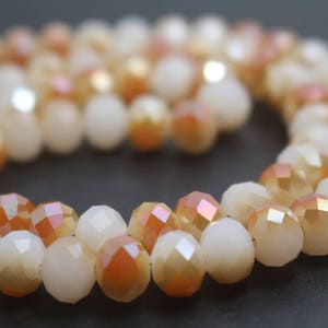 5 strands Faceted Glass Rondelle Beads,Glass Faceted Spacer Beads,15 inches one starand