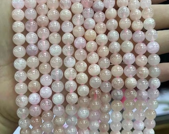 Natural Pink Morganite Smooth and Round Beads,6mm/8mm/10mm/12mm Pink Morganite Beads,15 inches one strand