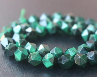 Natural GreenTigereye Faceted Nugget Beads,6mm/8mm/10mm/12mm Faceted Green Tigereye Nugget Beads,15 inches one starand