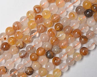 Natural Yellow Quartz Smooth  Round Beads,6mm/8mm/10mm/12mm Quartz Beads,15 inch one strand