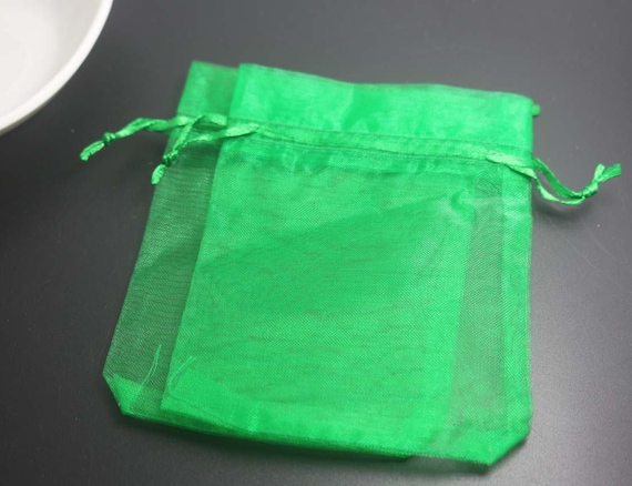 100 pcs Christmas Green Organza Gift Bags,Christmas Green Organza Bag,Gift Bag,Christmas Green Organza Jewelry Bags