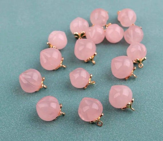 12mm 14mm Natural Rose Quartz Carved Peach Small Pendant  display picture 2