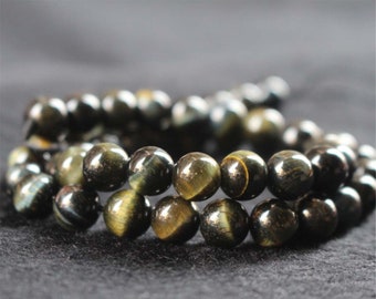 Natural Tiger's eye Smooth and Round Beads,6mm/8mm/10mm/12mm Tiger's eye Beads Bulk Supply,15 inches one strand