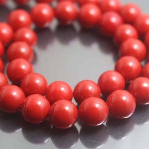 Red South Sea Shell Pearl Beads,6mm/8mm/10mm/12mm Smooth and Round Beads,15 inches one starand