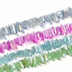 Natural Side Drilled Crystal Quartz Point Beads, Electroplated Top Drilled Quartz Point Beads.15 inches one starand