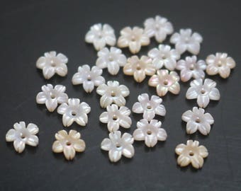 200 pcs Natural MOP Pink Shell Flower Beads,Pink Shell Flower Beads,Shell Flowers