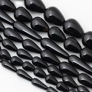 Natural Teardrop Black Onyx Beads, Teardrop Black Agate Beads Supply,15 inches one strand