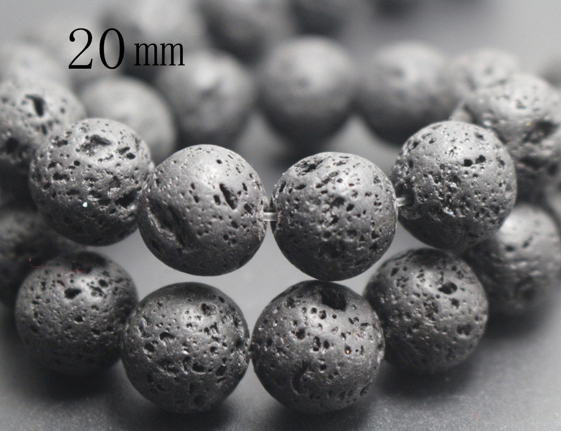 20mm Black Lava Beads,volcanic Rock Beads,natural and Untreated Beads,15  Inches One Starand 