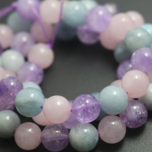 Natural Dream Purple Crystal Quartz Round Smooth and Round Beads,8mm/10mm/12mm Quartz Beads,15 inches one starand image 3