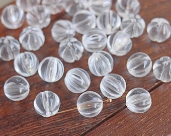 10 beads Natural White Quartz pumpkin beads,hand-carved Beibei pumpkin beads, back pattern loose beads handmade spacer beads accessories