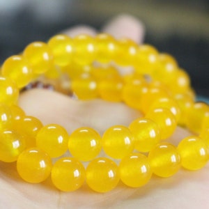 Yellow Jade Smooth Round Beads,4mm/6mm/8mm/10mm/12mm/14mm Candy Jade Beads Supply,15 inches one starand