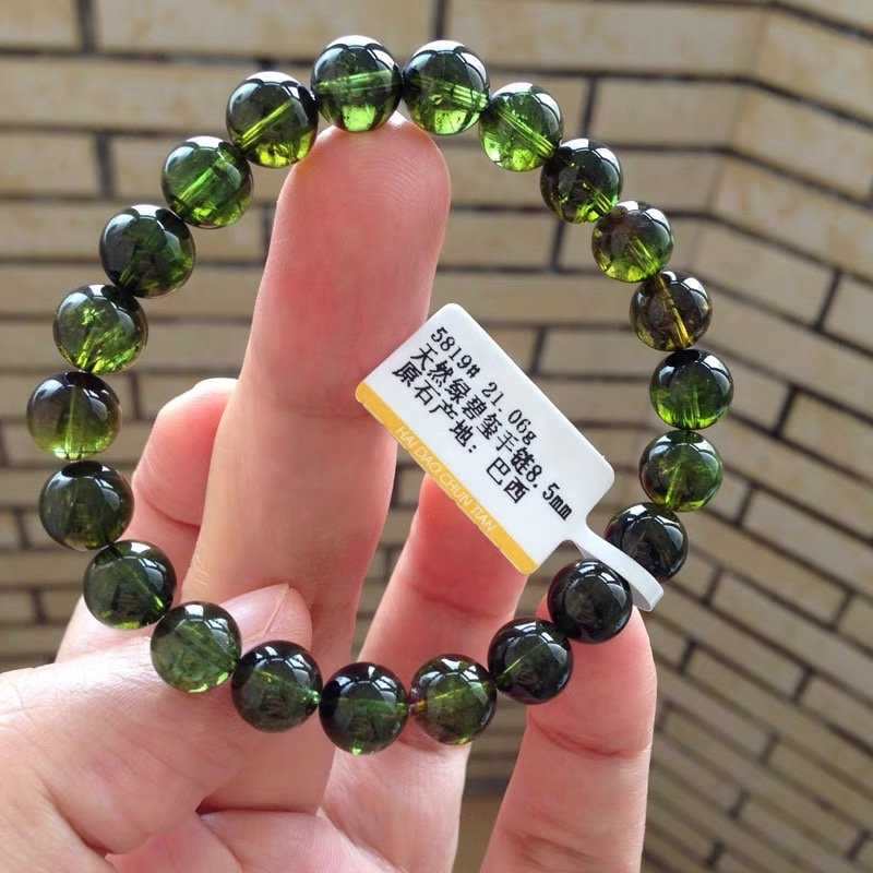 8mm Natural High Quality Green Tourmaline Beaded Bracelet,green