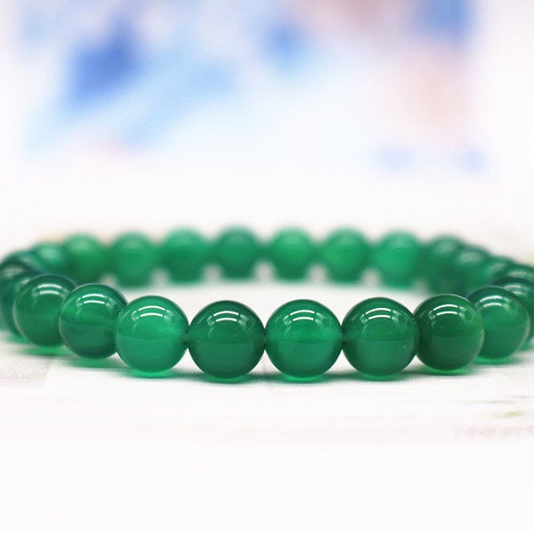 Bracelet de perles d'agate verte naturelle, bracelet de perles d'agate verte, bracelet cadeau bijoux, bracelet en gros, approvisionnement de bracelets en gros