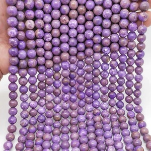 Natural Genuine Purple Mica Smooth Round Beads,Purple Lepidolite Beads
