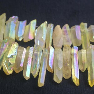 Side Drilled Crystal Quartz Point Beads, Electroplated Top Drilled Quartz Point Beads.15 inches one starand