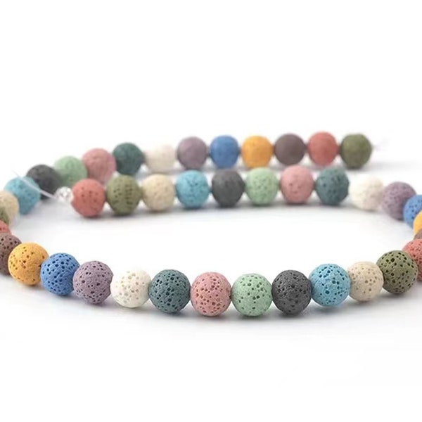 Mixcolor Lava Round Shape Beads, Mixcolor Volcanic Rock Beads, 6mm 8mm 10mm 12mm 14mm 16mm lava beads,15 pulgadas una estrellaand