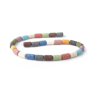 Mixcolor Tube Shape Lava Beads,Mixcolor Cylindrical Shape Volcanic Rock Beads,15 inches one starand