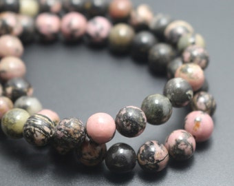 Rhodonite Beads,6mm/8mm/10mm/12mm Natural Smooth and Round Stone Beads,15 inches one starand