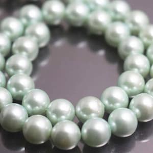 6mm/8mm/10mm/12mm Green South Sea Shell Pearl Smooth and Round Beads,15 inches one starand