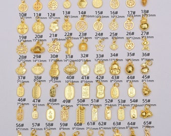 Color-preserving 18K gold bracelet pendant accessories,lotus blessing auspicious cloud pendants,diy bracelet pendants.10 beads,65 options